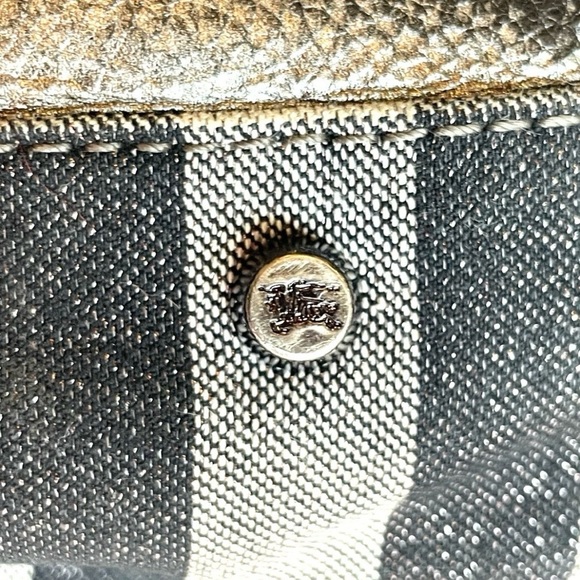 Burberry Byron Nova Check Tote Silver Metallic Plaid Large - Picture 13 of 14